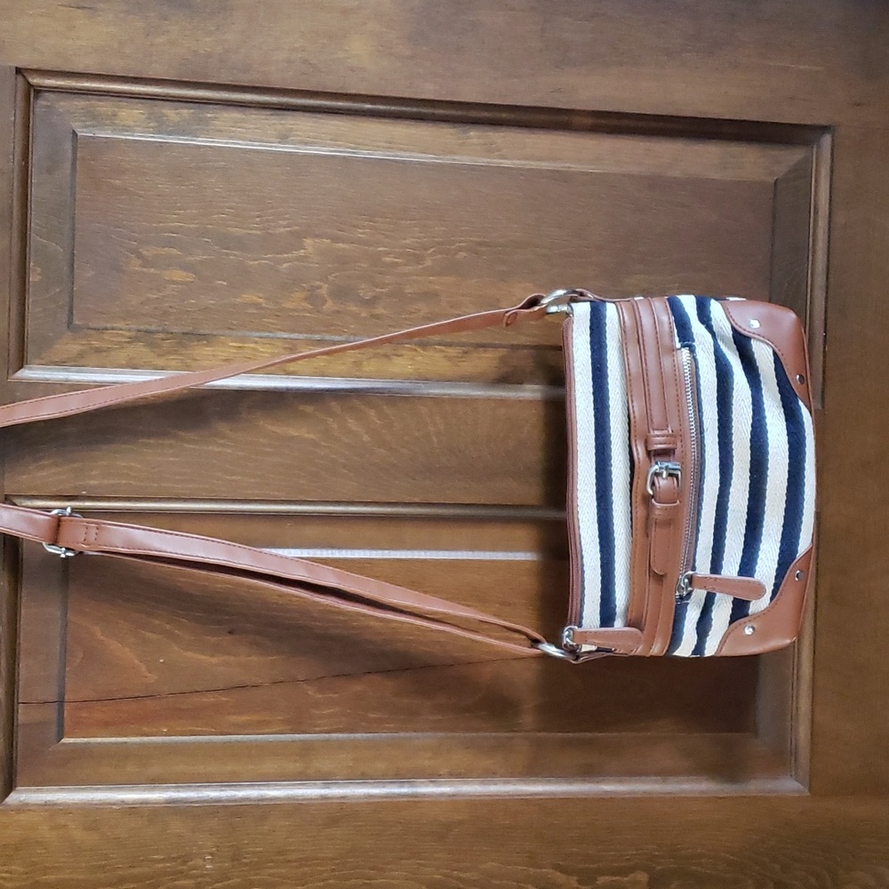 Striped Crossbody with Buckle Detail